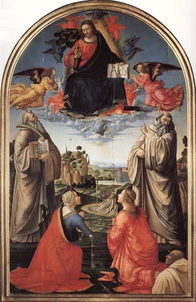 Domenicho Ghirlandaio Christus in der Gloriole mit den Heiligen Bendikt,Romuald,Attinea und Grecinana oil painting image